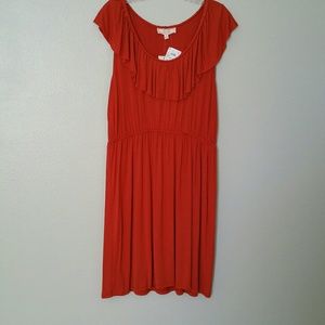 NWT Pink Rose Sleeveless Orange Dress w/ ruffle XL